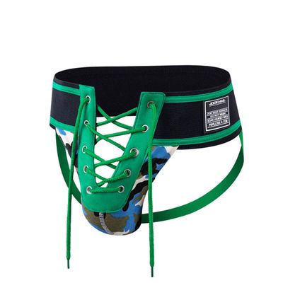 Men's Briefs Jock Strap Athletic Supporter Wide Belt Comfortable Men Sport Underwear Briefs for Gym Sport (L, Green)