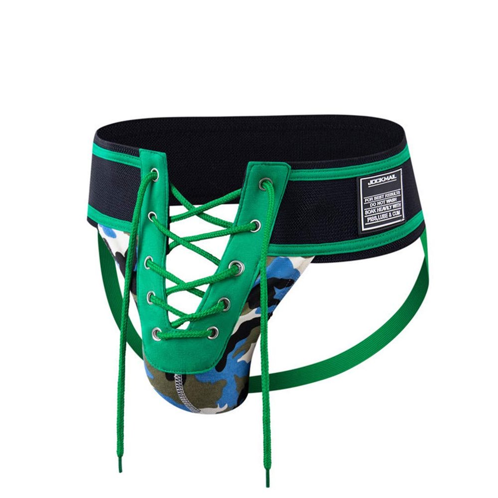 Men's Briefs Jock Strap Athletic Supporter Wide Belt Comfortable Men Sport Underwear Briefs for Gym Sport (L, Green)
