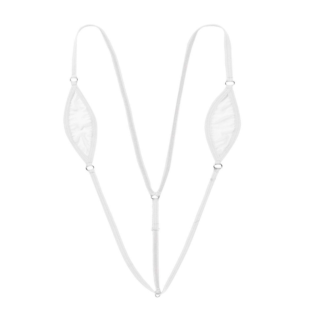 Hularka Womens One-Piece Mini Monokini Swimsuit G-String Thong Bikini Lingerie Underwear White Medium