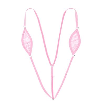 Hularka Womens One-Piece Mini Monokini Swimsuit G-String Thong Bikini Lingerie Underwear Pink Medium