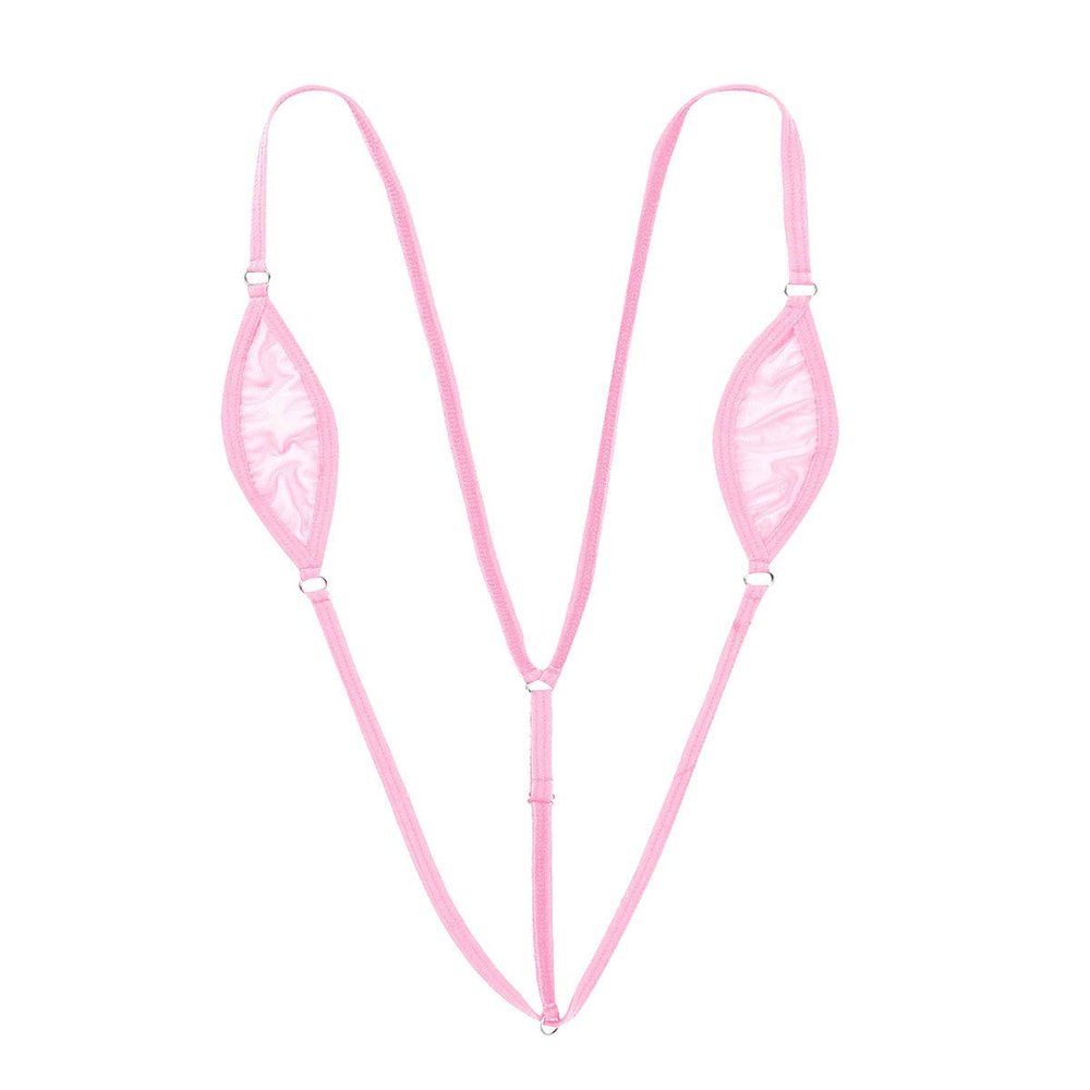 Hularka Womens One-Piece Mini Monokini Swimsuit G-String Thong Bikini Lingerie Underwear Pink Medium