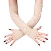 JEATHA Women Long Floral Lace Summer UV Protection Arm Sleeves Fingerless Sunscreen Outdoor Driving Gloves Beige One Size view 1