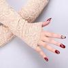 JEATHA Women Long Floral Lace Summer UV Protection Arm Sleeves Fingerless Sunscreen Outdoor Driving Gloves Beige One Size view 4