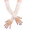JEATHA Women Long Floral Lace Summer UV Protection Arm Sleeves Fingerless Sunscreen Outdoor Driving Gloves White One Size view 1