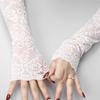 JEATHA Women Long Floral Lace Summer UV Protection Arm Sleeves Fingerless Sunscreen Outdoor Driving Gloves White One Size view 3
