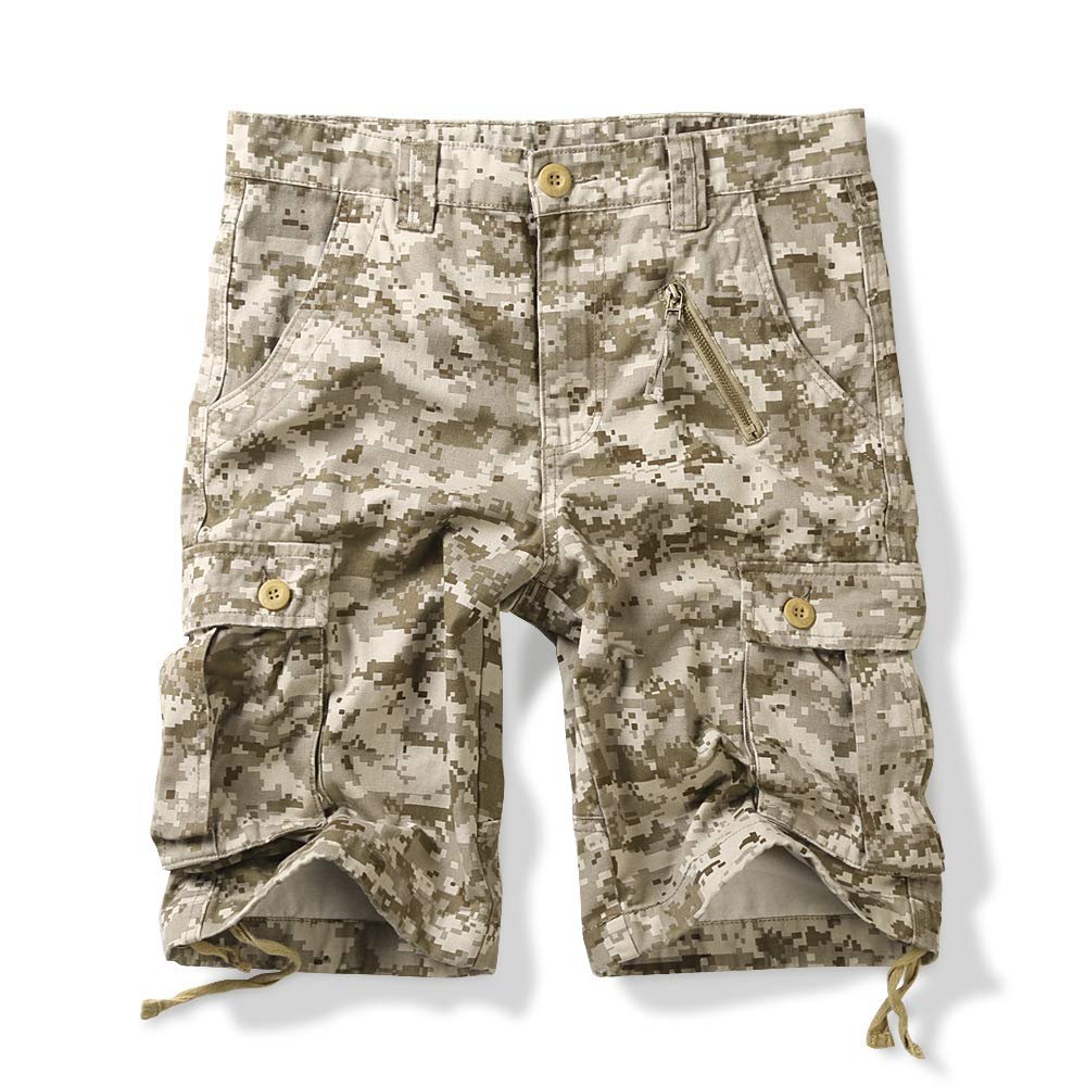 OCHENTA Men's Camo Cargo Shorts with 6 Pockets Casual Military Work Summer Shorts Camo S 36