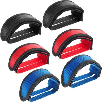 3 Pairs Bike Pedal Straps Bicycle Feet Straps Cycling Adhesive Pedal Toe Clip Belt for Fixed Gear Bike(Red, Black, Blue)