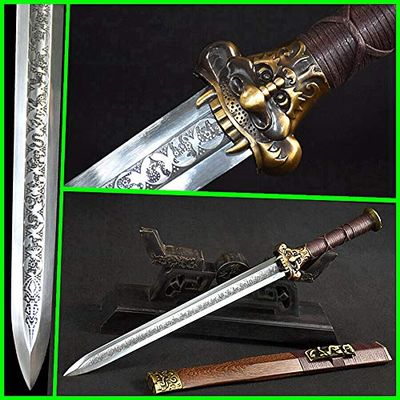 Zhmyyxgs Sword Kungfu Short Dao Sword Wushu Han Jian Sharp Carbon Steel W/Chinese Zodiac