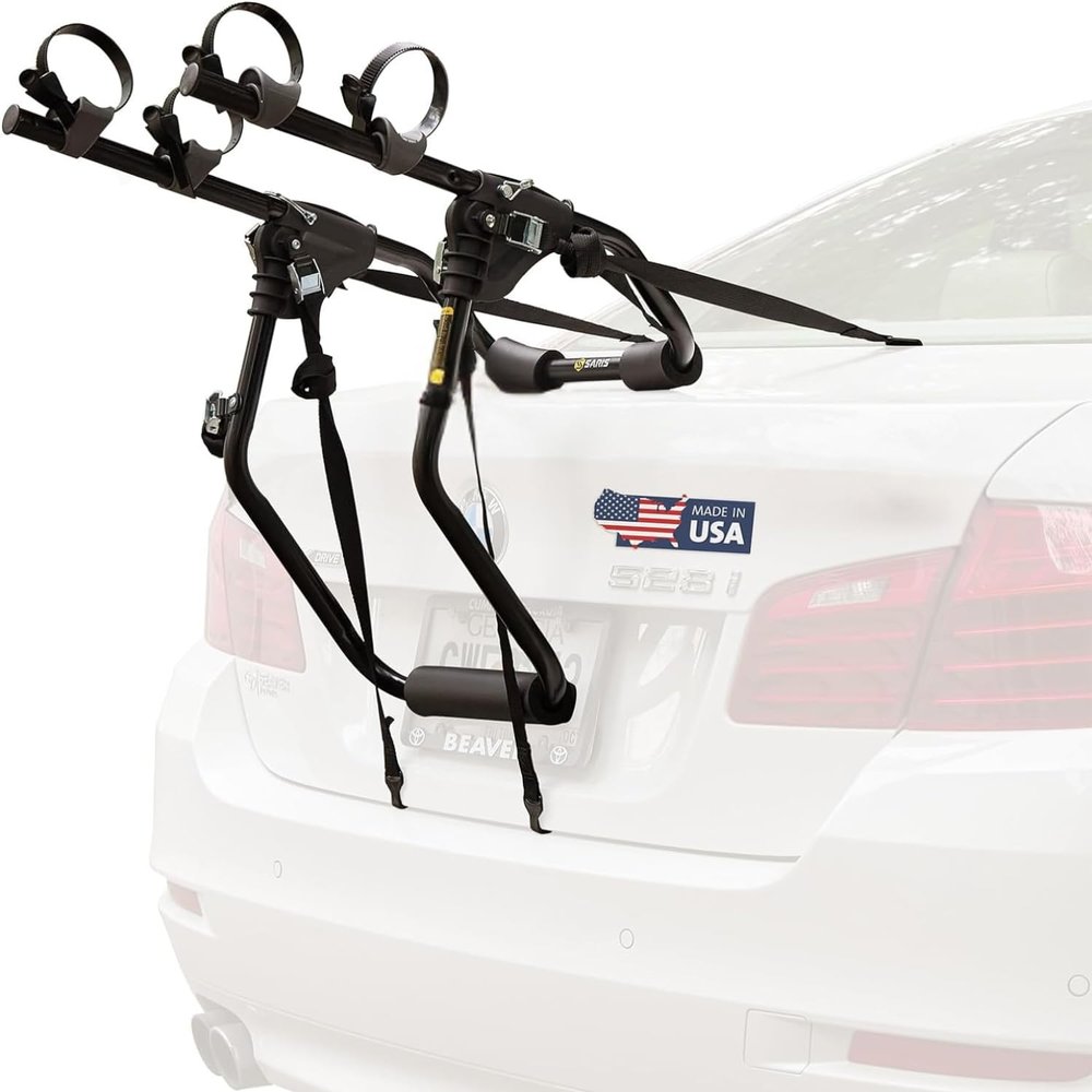Saris Guardian Trunk 2-Bike Rack - Foldable and Compact, American-Made Steel, Easy Assembly, Secure Bike Transit, Fits Most Sedans, Hatchbacks, Vans for 2 Bikes up to 35 lbs. Each