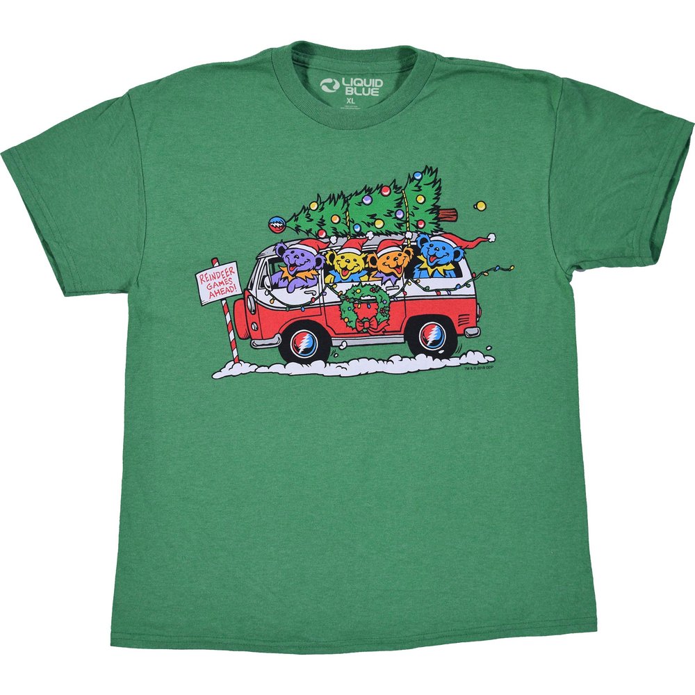 Liquid Blue unisex child Grateful Dead Steal Your Christmas Tree Youth T-shirt T Shirt, Kelly Green, X-Large US