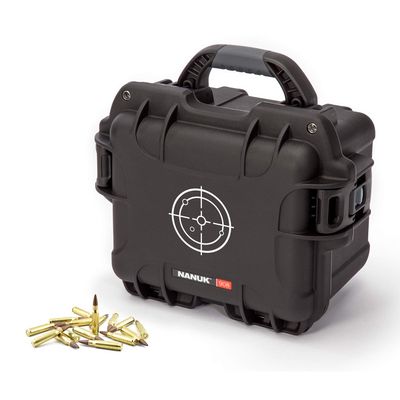 NANUK 908 Waterproof Hard Case for Gun Ammo w/White Target Logo - Black
