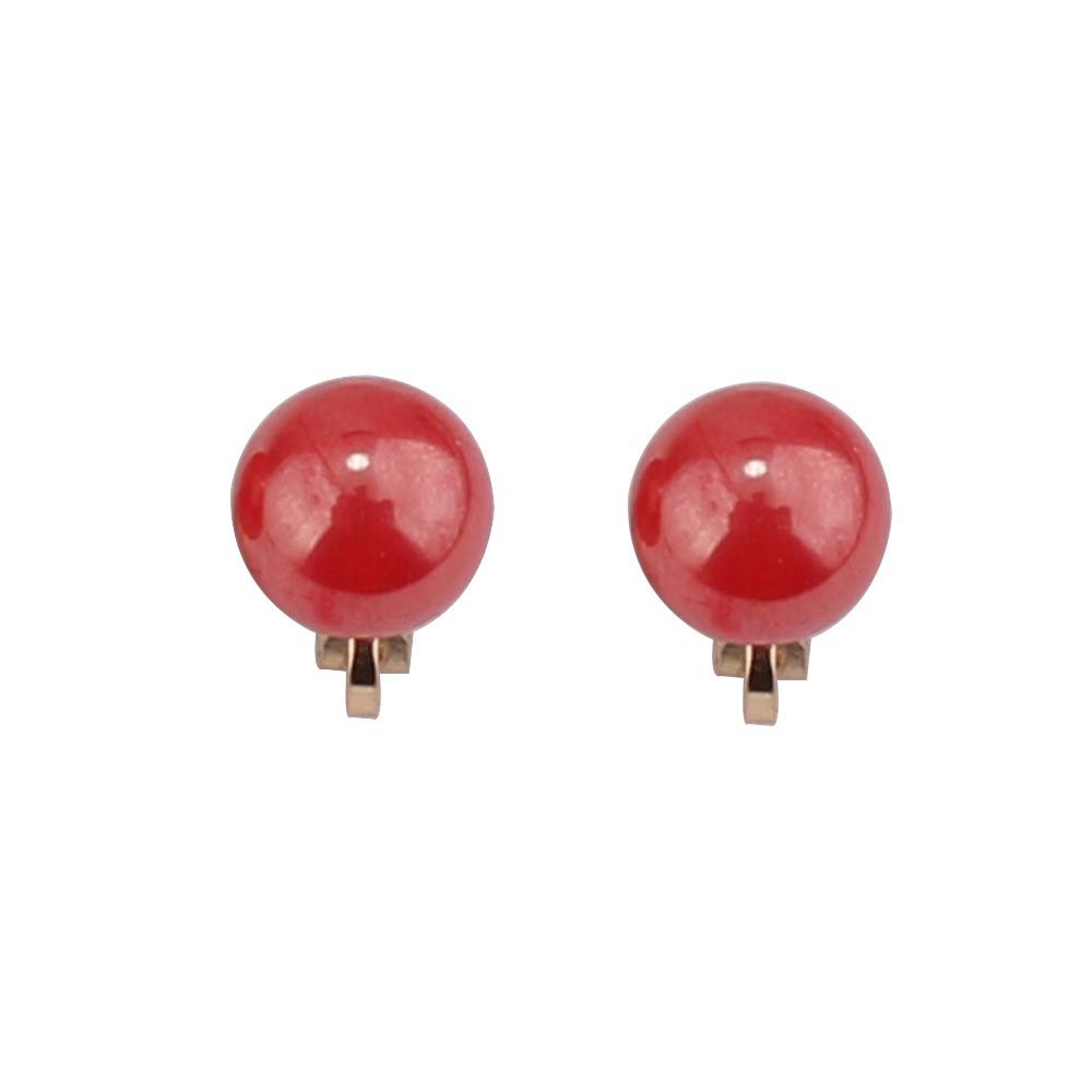 1-5 Pairs Pearl Clip on Earrings for Women Non Piercing Earrings Set Hypo-Allergenic Earrings (Red Clip-ons)