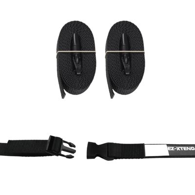 EZ-Xtend Adjustable Boat Cover Tie Down Straps w/Delrin Quick Release Buckles - Heavy Duty 1" Polyester Webbing 4500 lb Break Strength - 250 lb QR Buckle - Boat Accessories - 2 Pack (12 Feet, Black)