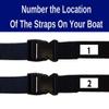 EZ-Xtend Adjustable Boat Cover Tie Down Straps w/Delrin Quick Release Buckles - Heavy Duty 1" Polyester Webbing 4500 lb Break Strength - 250 lb QR Buckle - Boat Accessories - 2 Pack (12 Feet, Black) view 3