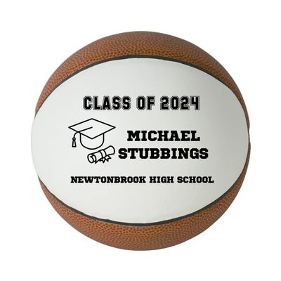 Personalized Custom Graduation 2024 Basketball Gift - Graduation Class of 2024 - Graduation Gift for Boy - Graduation Gift for Girl (Regulation Basketball, Black Text)