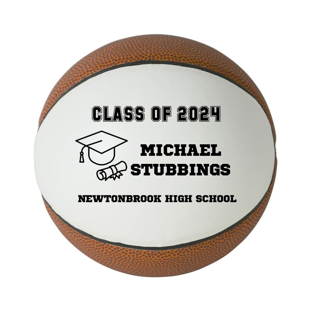 Personalized Custom Graduation 2024 Basketball Gift - Graduation Class of 2024 - Graduation Gift for Boy - Graduation Gift for Girl (Regulation Basketball, Black Text)