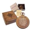 Engravable Antique Brass Pocket Compass with Gift Box | Solid Brass Compass with Optional Hardwood Storage Box and Custom Engraved Plaque for Keepsake or Gift (Graduation - Thoreau) view 1