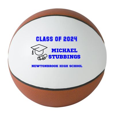 Personalized Sports Balls Graduation Basketball - Regulation Size, Blue Text for 2024 Graduates (1 Basketball, 1 Set, 1 Piece, 1 Package)
