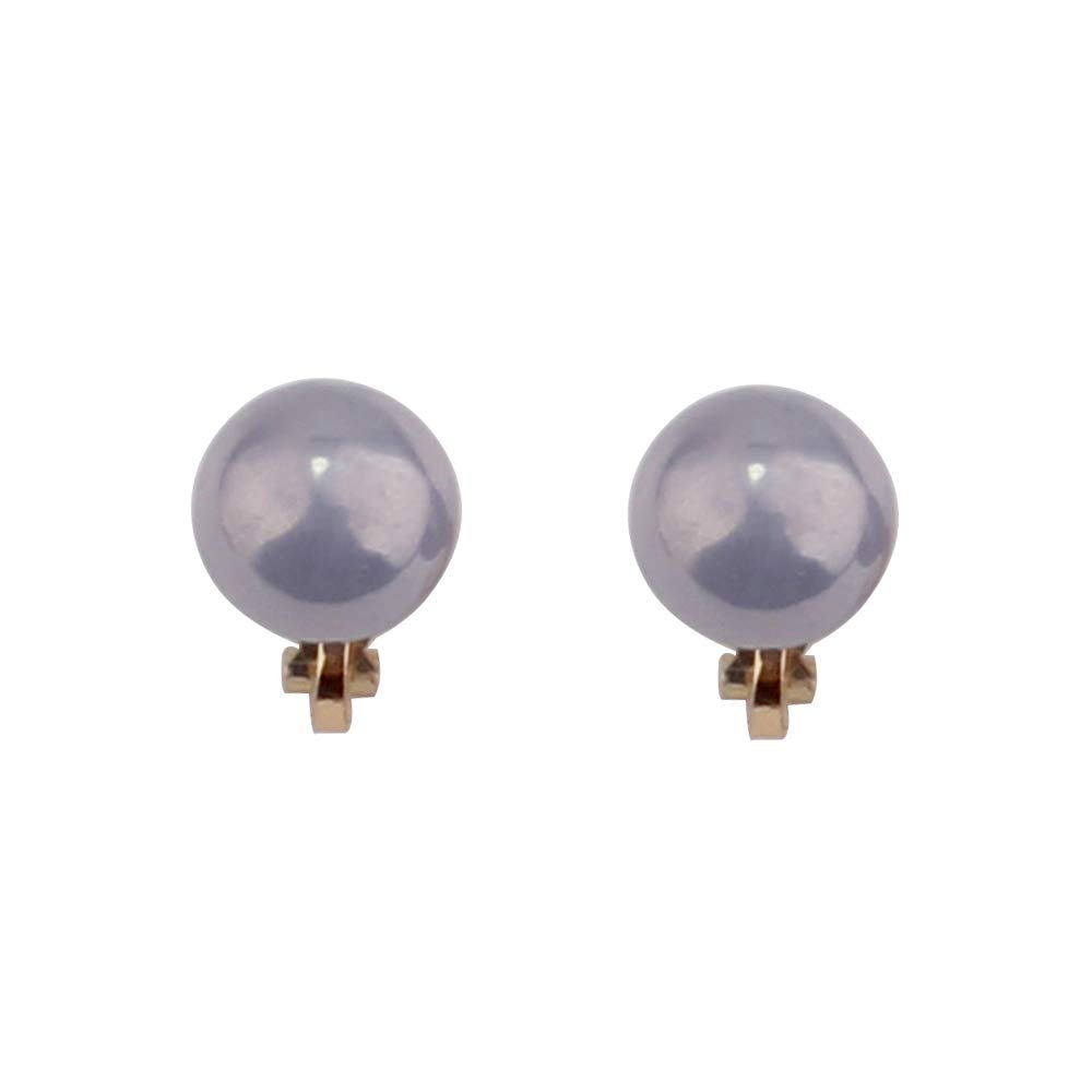 1-5 Pairs Pearl Clip on Earrings for Women Non Piercing Earrings Set Hypo-Allergenic Earrings (Grey Clip-ons)