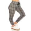 ALWAYS Women Drawstrings Jogger Sweatpants - Super Light Skinny Fit Premium Soft Stretch Plaid Checkered Pockets Track Pants Green White 2XL