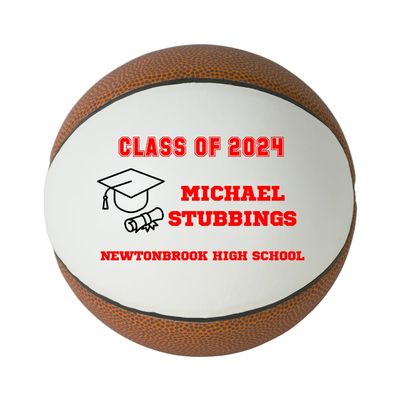 Personalized Custom Graduation 2024 Basketball Gift - Graduation Class of 2024 - Graduation Gift for Boy - Graduation Gift for Girl (Regulation Basketball, RedText)