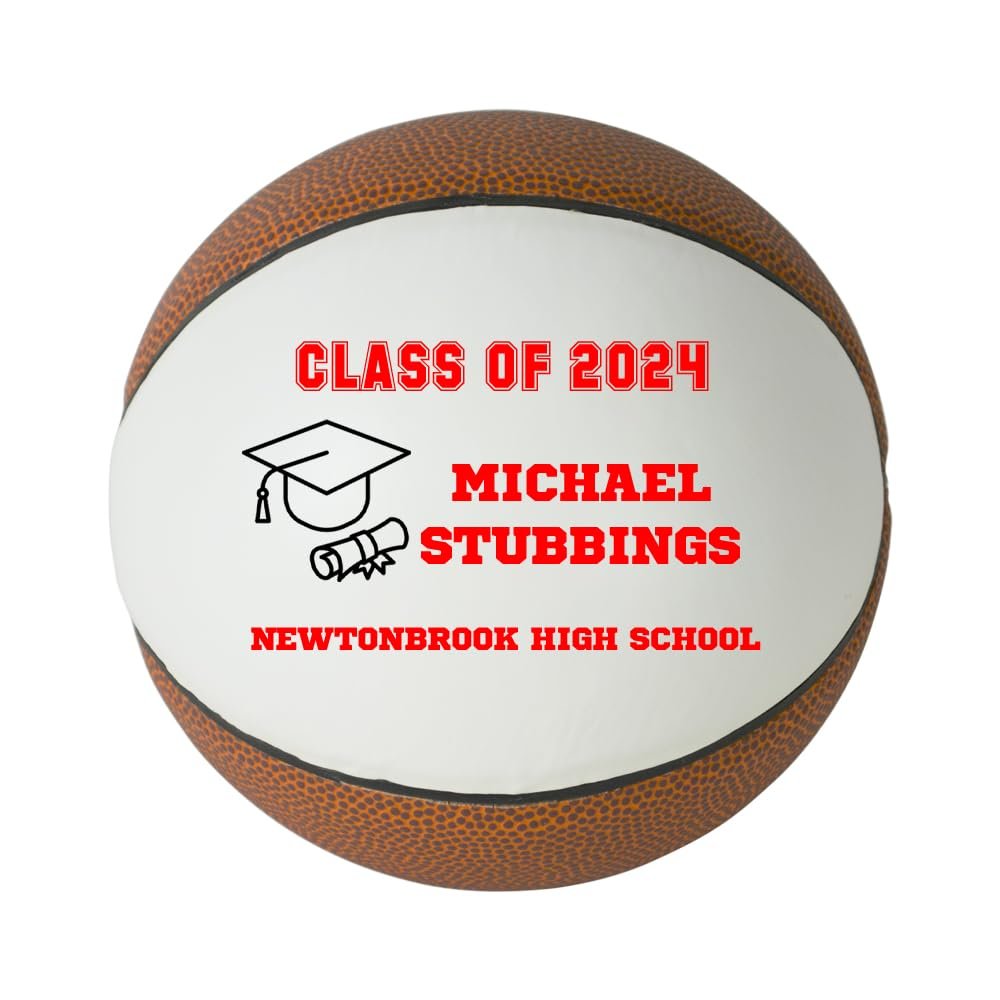 Personalized Custom Graduation 2024 Basketball Gift - Graduation Class of 2024 - Graduation Gift for Boy - Graduation Gift for Girl (Regulation Basketball, RedText)