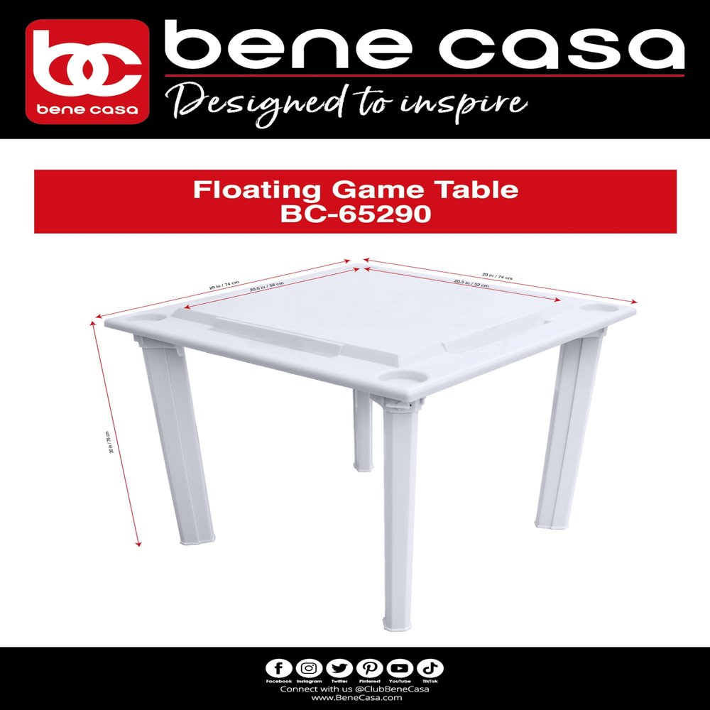 Bene Casa Floating Game Table  Waterproof, Portable 4-Player Table for Pool, Game Room, and Outdoor Fun