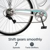 Schwinn Wayfarer Hybrid Bike, 700c Mens and Womens Bike, 7-Speed Hybrid Bicycle, Retro Steel Frame, Front and Rear Linear Pull Brakes, Fenders, Cargo Space, Adult Bicycle view 4