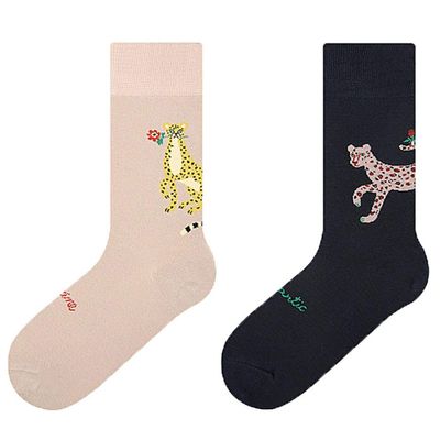 Cheetah Cartoon Pattern Socks, Trendy Couple Socks, Fashionable All-Match Spring/Summer Tube Socks-Two Pairs_Unisex Code (36-43)