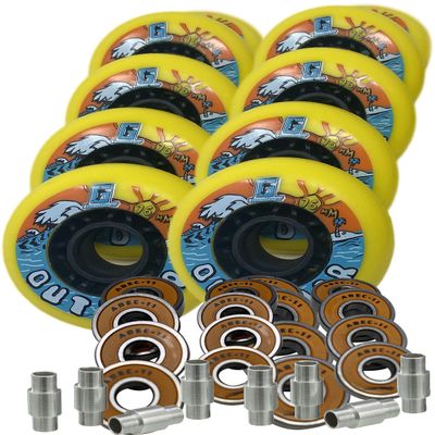 G GoodGear Outdoor Hockey 8 Wheels with 16 Bearings and 8 Spacers Asphalt (ABEC 11, 76mm)