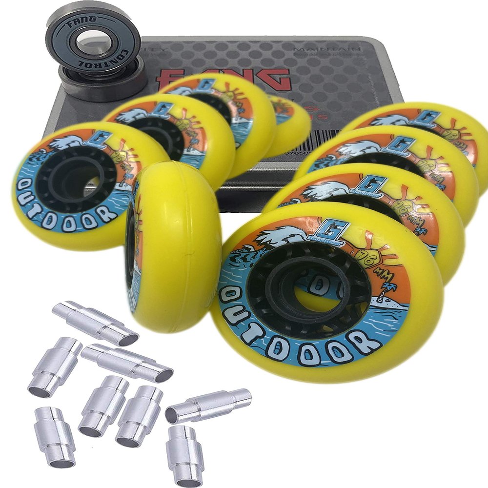 G GoodGear Outdoor Hockey 8 Wheels with 16 Bearings and 8 Spacers Asphalt (ABEC Super OG, 76mm)
