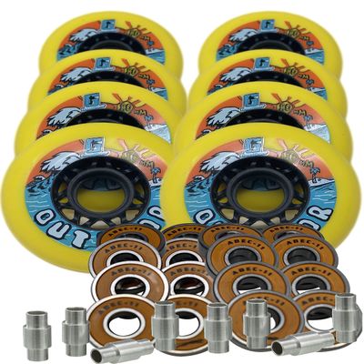 G GoodGear Outdoor Hockey 8 Wheels with 16 Bearings and 8 Spacers Asphalt (ABEC 11, 80mm)