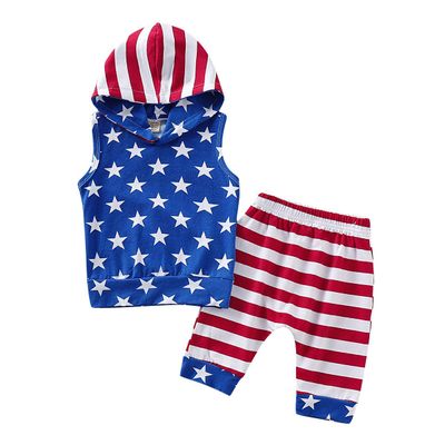 XFGLCK Toddler Kids Baby Boy 4th of July Shorts Outfits Sleeveless Stars Top+ Stripe Shorts Summer Clothes Set (4th of July Shorts Set, 6-12 Months)