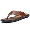 MXTSH Mens Flip Flops Casual Leather Home Sandals For Mens Rubber Sole Slippers (Coffee Sandals, numeric 10(44) view 1