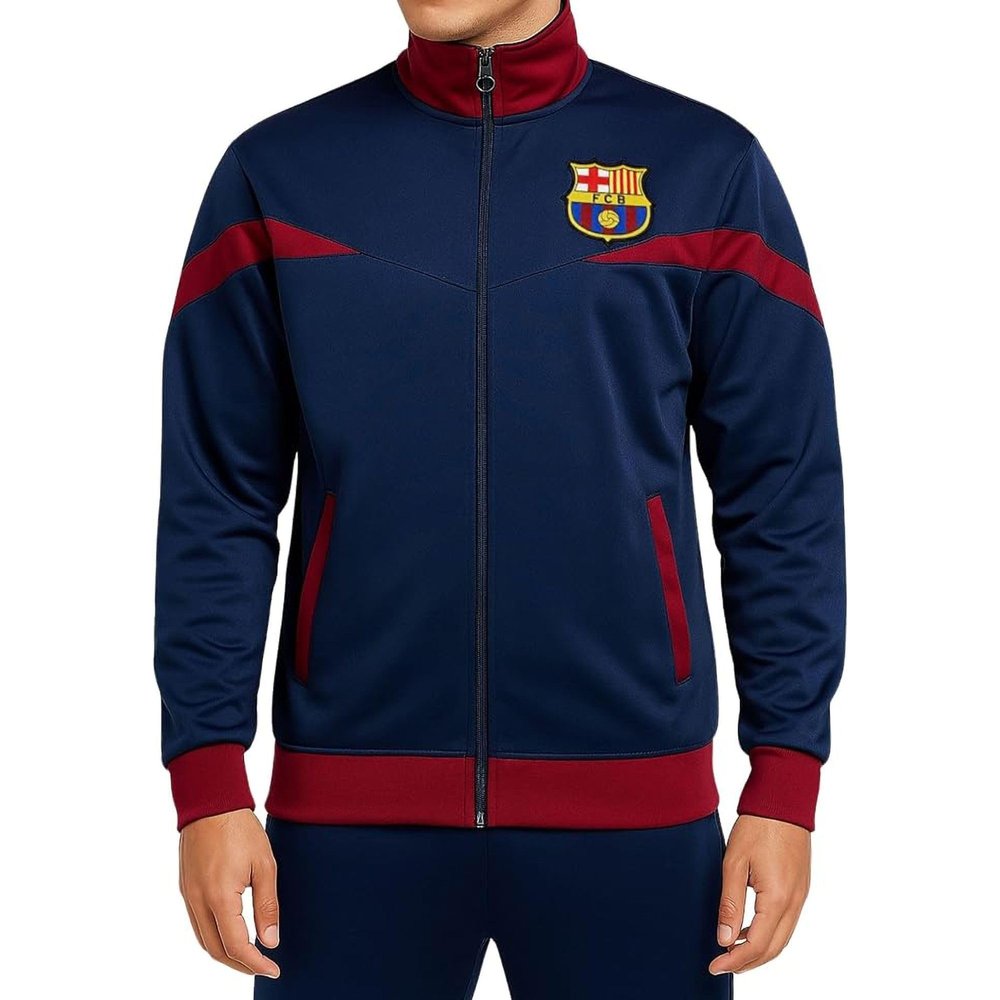 Icon Sports Officially Licensed FC Barcelona Soccer Track Jacket - Unisex Adult - FCB39TJ Navy L
