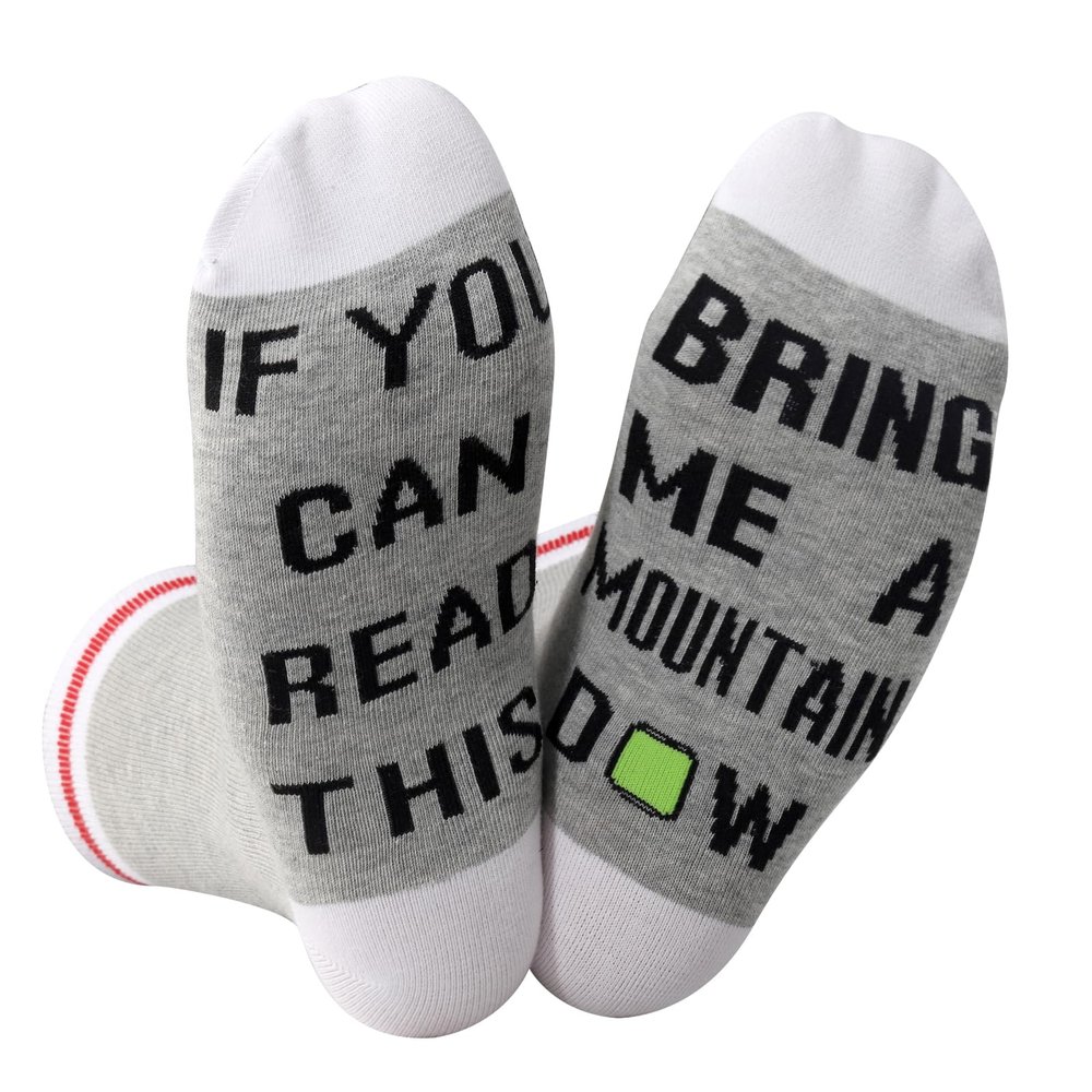 2 PAIRS Drinking Lover Gift If You Can Read This Bring Me A Drinking Drink Gift Novelty Socks For Men Women (MOUNTAIN)