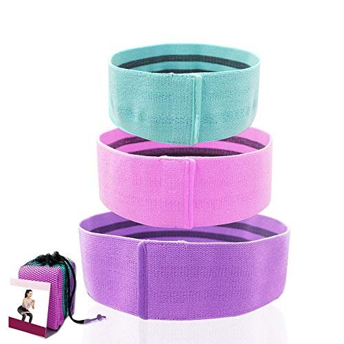 Abelyn Hip Resistance Bands Non-Slip Design Fabric Booty Band Loop Set, 3 Size Fitness Workout Belts for Body Weight, Yoga and Pilates Exercise