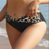SHEKINI Women's Bikini Bottom Twist Front Cheeky Swimsuit Ruched Bathing Suit Bottoms Black - Leopard view 3