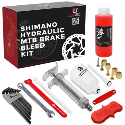 BleedZone Pro Brake Bleed Kit for Shimano Brakes, Bike Hydraulic Brake Kit with 120ml Mineral Oil and Syringe - Fits with Shimano Bike, Mountain Bike Brake Bleed Kit, Bicycle Brake Bleed Kit