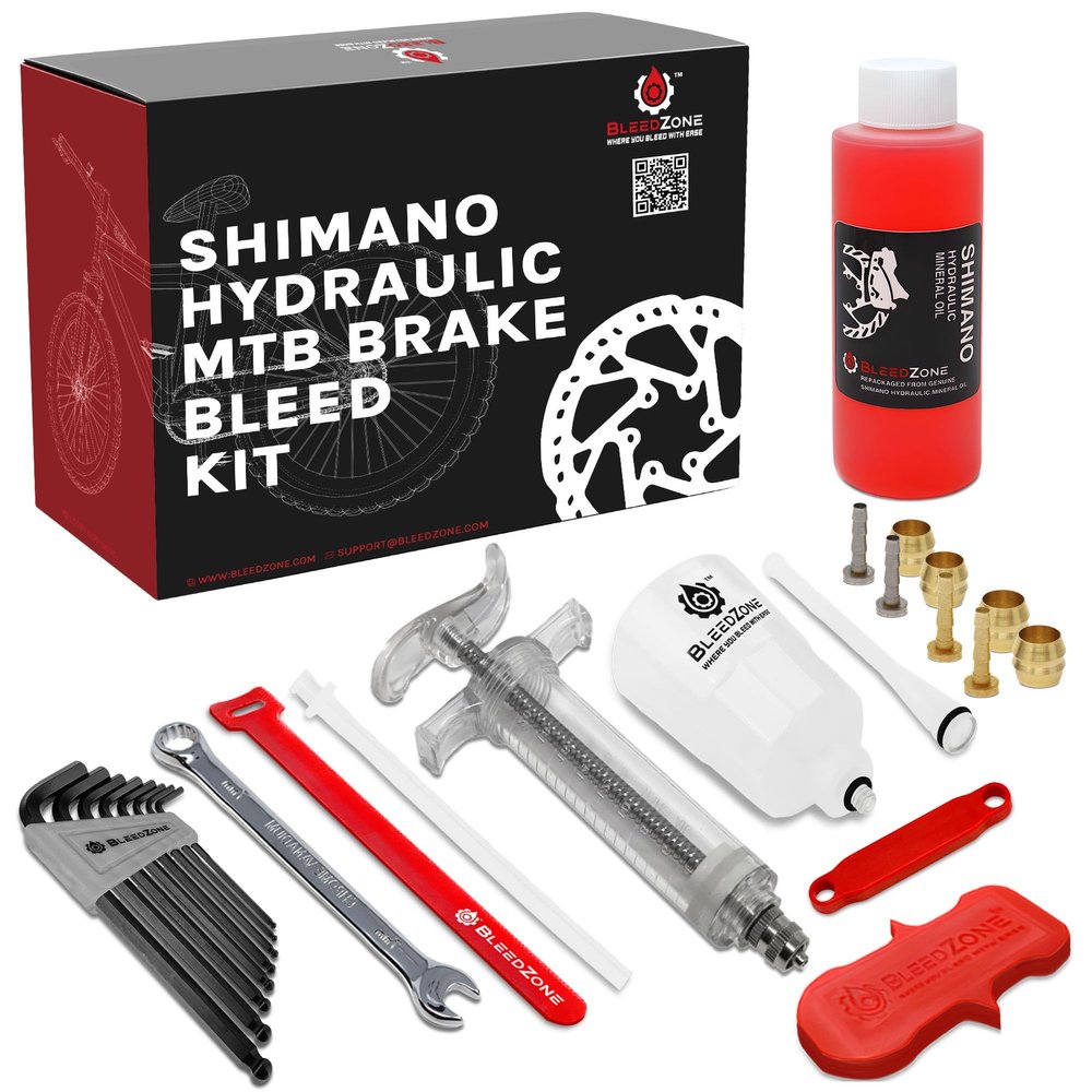 BleedZone Pro Brake Bleed Kit for Shimano Brakes, Bike Hydraulic Brake Kit with 120ml Mineral Oil and Syringe - Fits with Shimano Bike, Mountain Bike Brake Bleed Kit, Bicycle Brake Bleed Kit