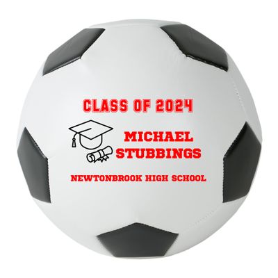 Personalized Custom Graduation 2024 Soccer Ball Gift - Graduation Class of 2024 - Graduation Gift for Boy - Graduation Gift for Girl (Regulation Soccer Ball, Red Text)