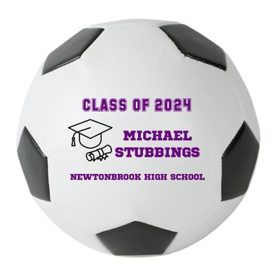 Personalized Custom Graduation 2024 Soccer Ball Gift - Graduation Class of 2024 - Graduation Gift for Boy - Graduation Gift for Girl (Regulation Soccer Ball, Purple Text)