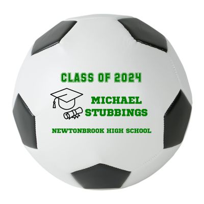 Personalized Custom Graduation 2024 Soccer Ball Gift - Graduation Class of 2024 - Graduation Gift for Boy - Graduation Gift for Girl (Regulation Soccer Ball, Green Text)