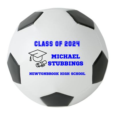 Personalized Custom Graduation 2024 Soccer Ball Gift - Graduation Class of 2024 - Graduation Gift for Boy - Graduation Gift for Girl (Regulation Soccer Ball, Blue Text)