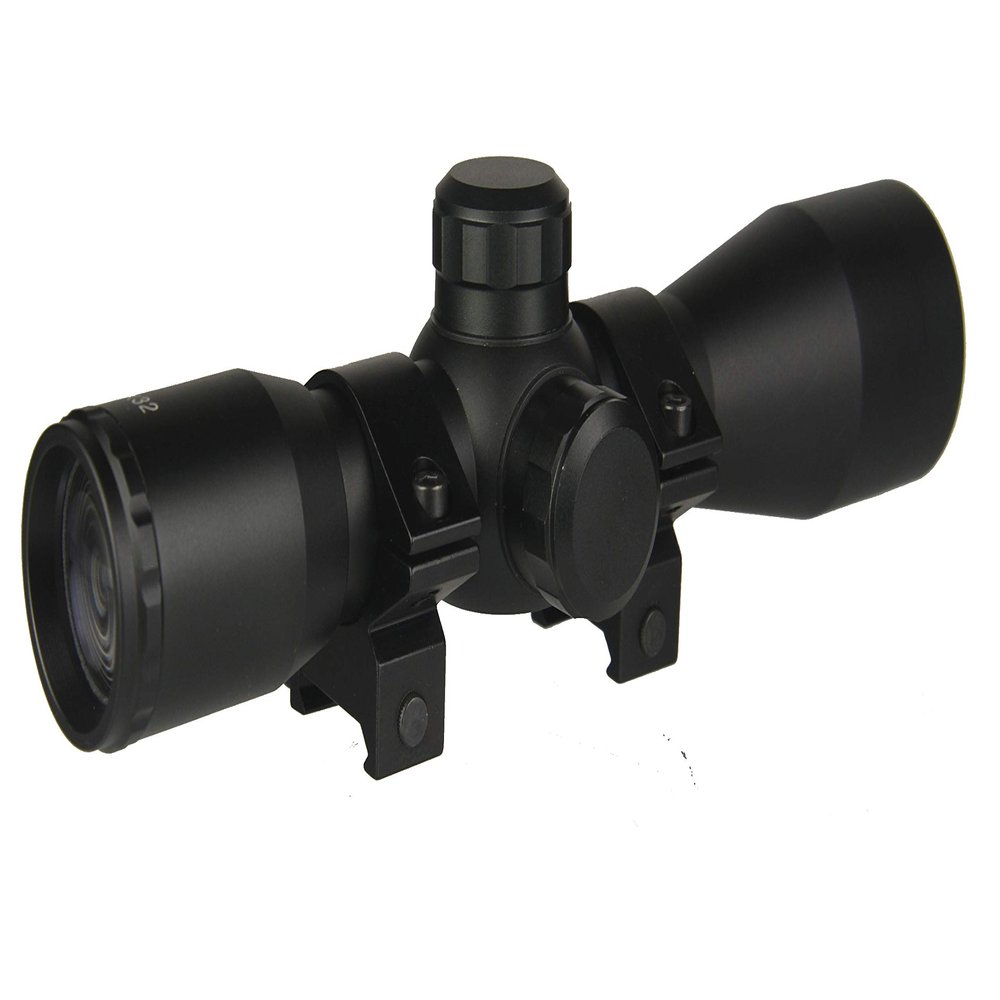 TWP 4x32 Compact Hunting Scope, Rangefinder Reticle, 1" Tube and Mid-Height Weaver Ring Mount