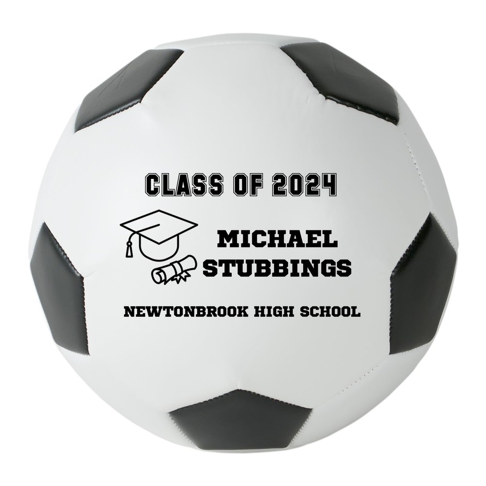 Personalized Custom Graduation 2024 Soccer Ball Gift - Graduation Class of 2024 - Graduation Gift for Boy - Graduation Gift for Girl (Regulation Soccer Ball, Black Text)