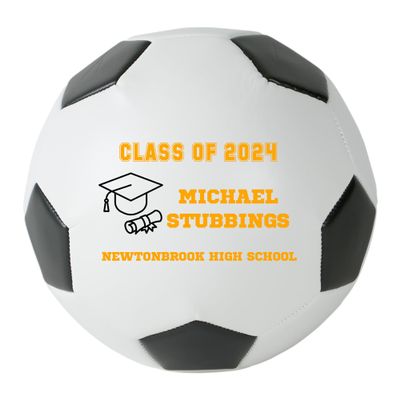Personalized Custom Graduation 2024 Soccer Ball Gift - Graduation Class of 2024 - Graduation Gift for Boy - Graduation Gift for Girl (Regulation Soccer Ball, Orange Text)