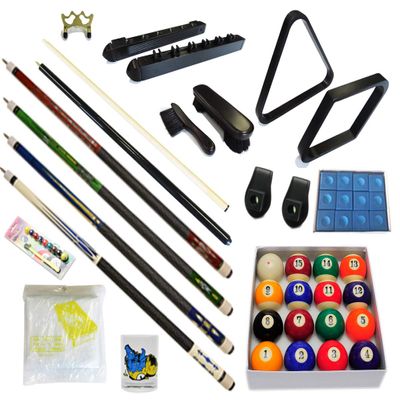 Pool Table - Premium Billiard 32 Pieces Accessory Kit - Pool Cue Sticks Bridge Ball Sets (Kit-20)