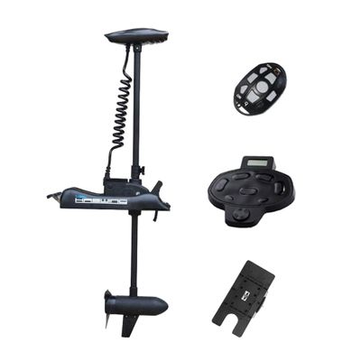AQUOS Haswing Black Cayman 24V 80lbs 54inch Bow Mount Electric Trolling Motor with Remote, Wireless Foot Control/Quick Release Bracket for Bass Fishing Boats Freshwater and Saltwater Use