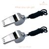 BEADNOVA Stainless Steel Whistles with Lanyard Lifeguard Whistle Referee Whistle Metal Whistle Sports Whistle Coaches Whistle (2 Pack, Silver) view 2